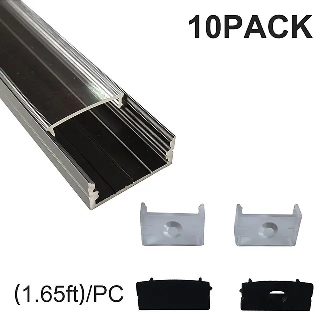 Black Spotless U Shape LED Aluminum Channel Track with Clear Cover End