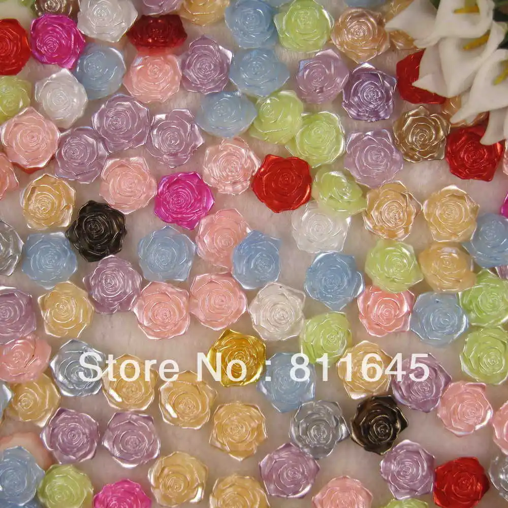 O Envio gratuito de 200 pçs/set Craft Natator Pérola Flor Meio Pérola Embelezamento casamento Vestuário Acessório DIY color mix 18mm