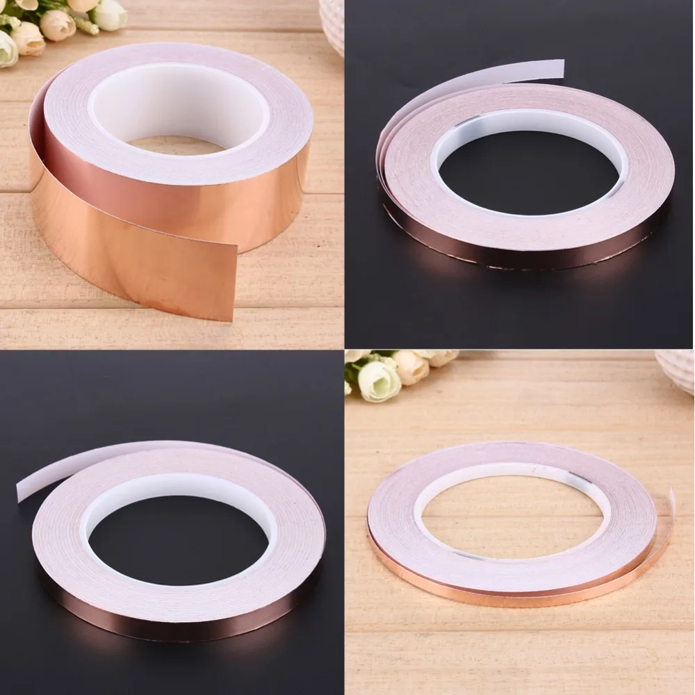 30 Meters Single Side Conductive Copper Foil Tape Strip Adhesive EMI Shielding Heat Resist Tape 5mm 6mm 8mm 10mm