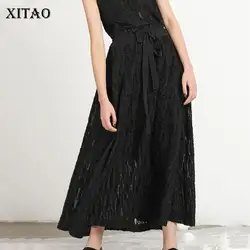 [XITAO] 2019 Новая европейская Повседневная Свободная однотонная большая Расклешенная юбка модная Женская Весенняя летняя юбка до щиколотки