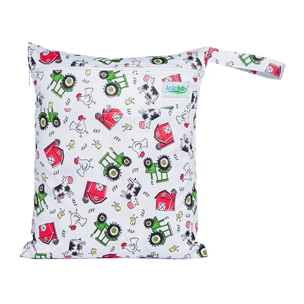 AnAnBaby мамулина сумка для малыша многоразовые принты Большой сухой влажный мешок ткань пеленки с карманами на молнии 26 партнеров размер 30*36 см - Цвет: LW13