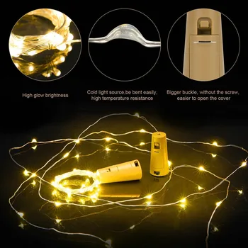 

8PCS Cork Shape Bottle Lights 2.5M 20 LED Battery Powered Wine Bottle Copper Wire Colorful Fairy Mini String Lights