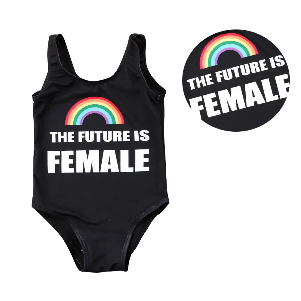 Newborn Baby Girl Swimsuit Rainbow Swimwear Swimming Bikini Beachwear ClothesChildren's One