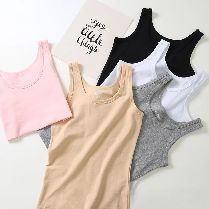 

Women Summer Undershirt 100% Pure Cotton Camisole Tanks Beauty Back Tight Body Vest Fitness Gym Tops 2019 Fashion Shirts