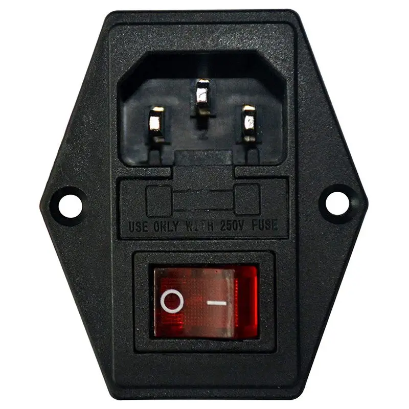 

Inlet Male Power Socket With Fuse Rocker Switch, Fuse 3 Pin Iec320 250V 15A C14 Inlet Module For Computer And Home Appliance P