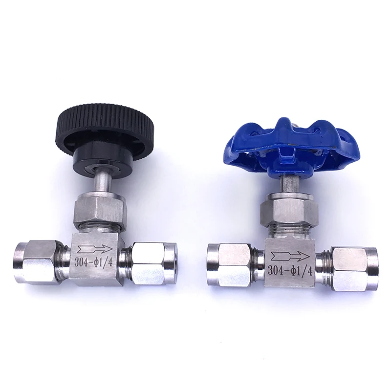 Игольчатый клапан,, регулируемый 4mm1/4 1/2 дюйма, жесткая трубка SS304, кран управления потоком, прямой штырь, клапан управления потоком