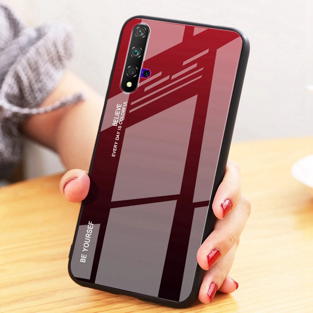 

Gradient Phone Case For Samsung S10 5G Tempered Glass Case For Huawei 20 Pro Mirror Glass Case For Xiaomi Redmi 7A GO Cover Capa