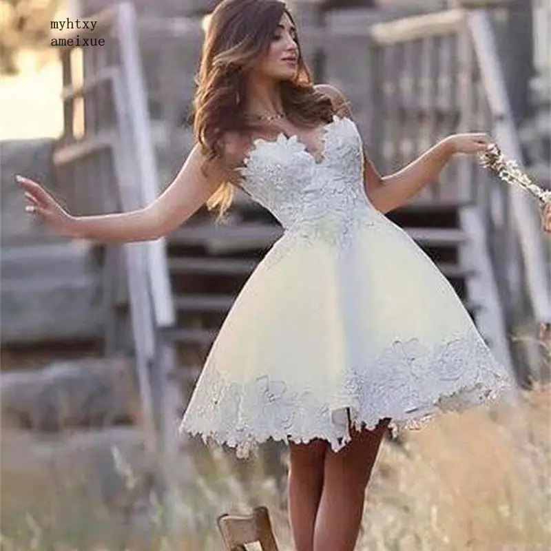 Sexy Cheap Super Mini Wedding Dress 2019 A Line Stain Lace