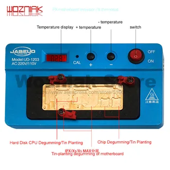 

UD-HR1203 for iPhone X/XS/XS MAX Main Board Layered Heating Table CPU Hard Disk HDD CHIP IC Deleting Glue Planting Tin Platform
