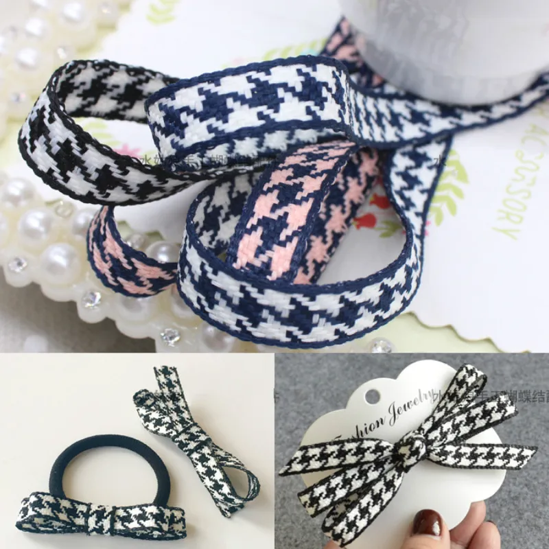

1Meters/Lot 10mm Handmade Houndstooth Printed Ribbon Preppy Chic Fabric DIY Bow Handmade Craft Accessories Decoration Material