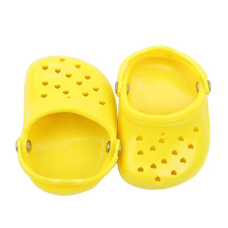 18 дюймов, с круглым вырезом, для девочек обувь Повседневное желтый пляжная обувь Кроксы Американский сандалии для новорожденных детские игрушки подходит 43 см для ухода за ребенком для мам, детские куклы, s35