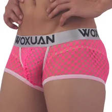 WOXUAN, мужское нижнее белье, сетка, дышащие, перспектива, боксеры, шорты, летние, крутые, сексуальные, сетка, прозрачная, мужское нижнее белье, боксеры