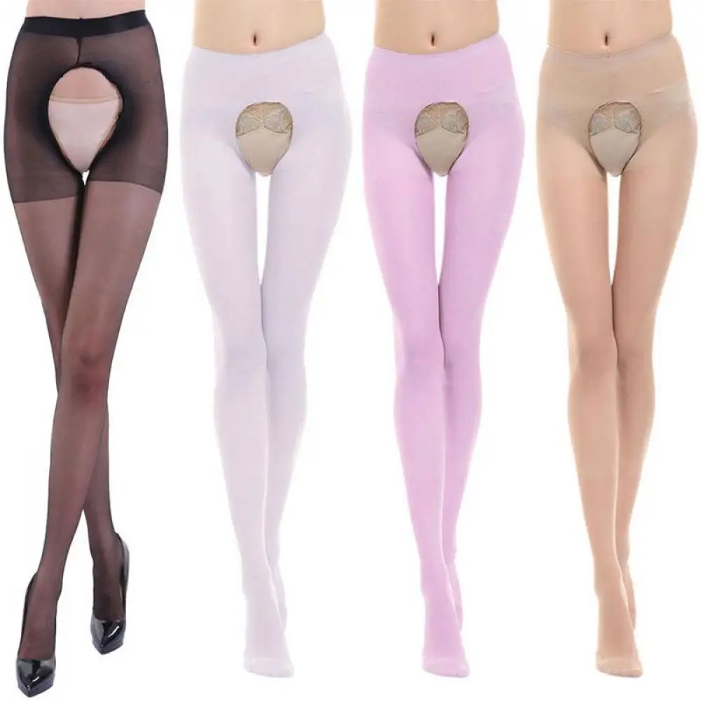 1 Pair Sexy Women Spandex Autumn Winter Tights Open Crotch Crotchless