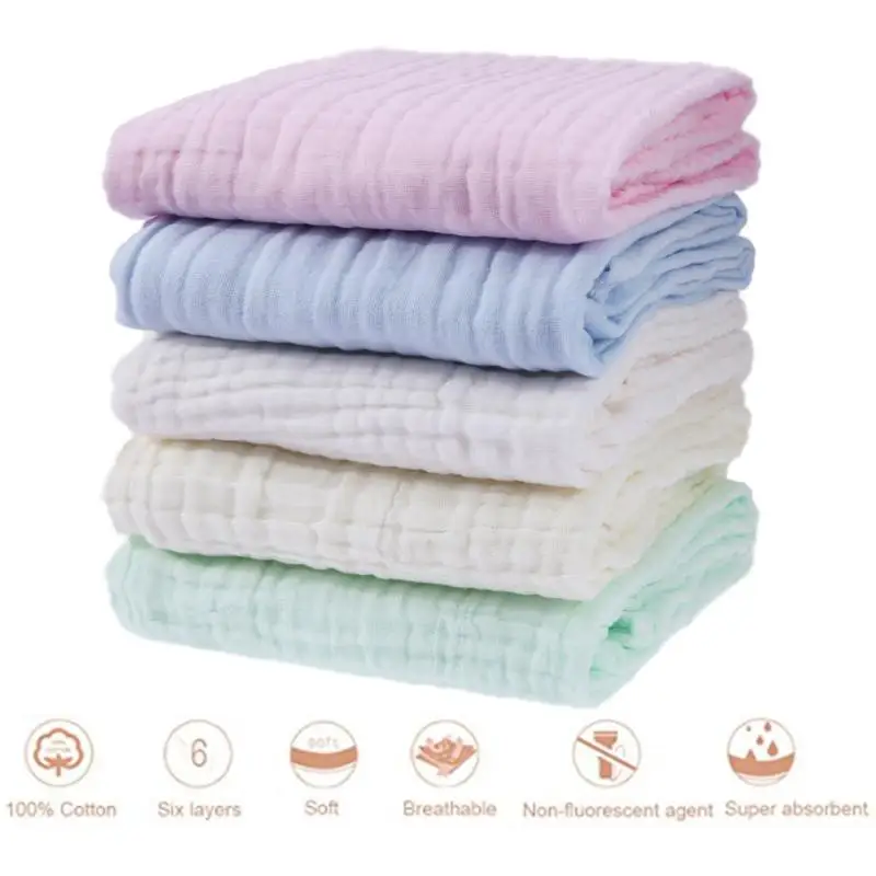 

1Pcs 6 Layers Baby Swaddles Soft Newborn Blankets Infant Wrap Bath Towel Thick Muslin Cotton Moisture Absorption Gauze props