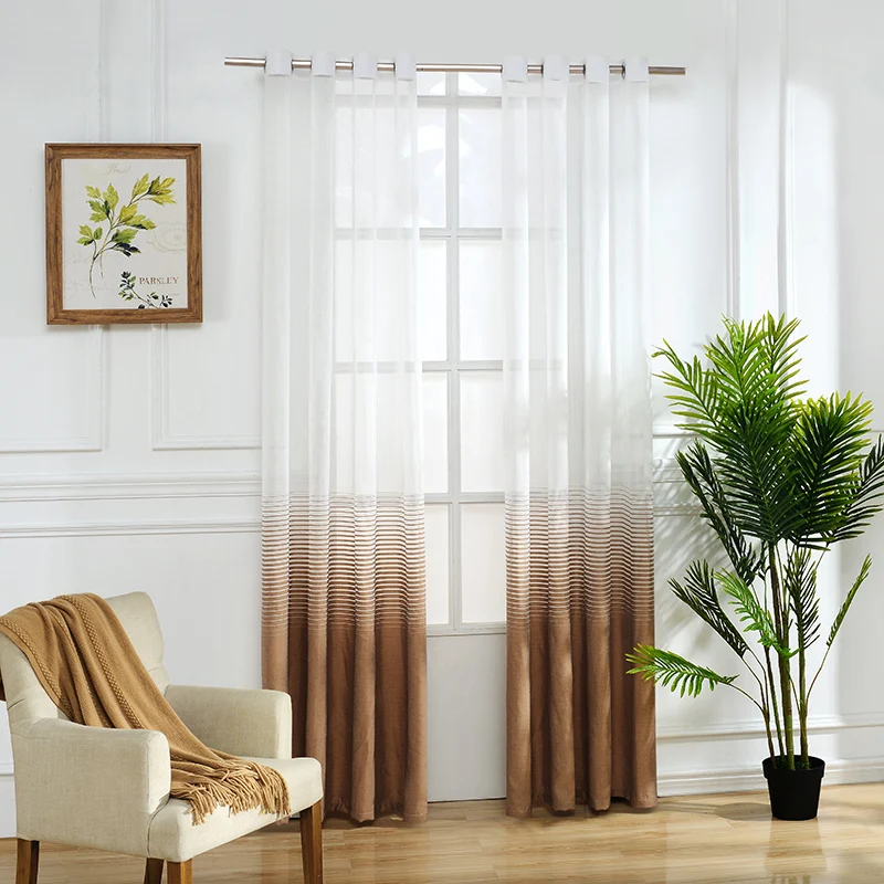 Horizontal Stripes Tulle for Living Room Window Curtains for Bedroom Children Modern Curtains for Living Room Yarn Dyed Sheer (2)