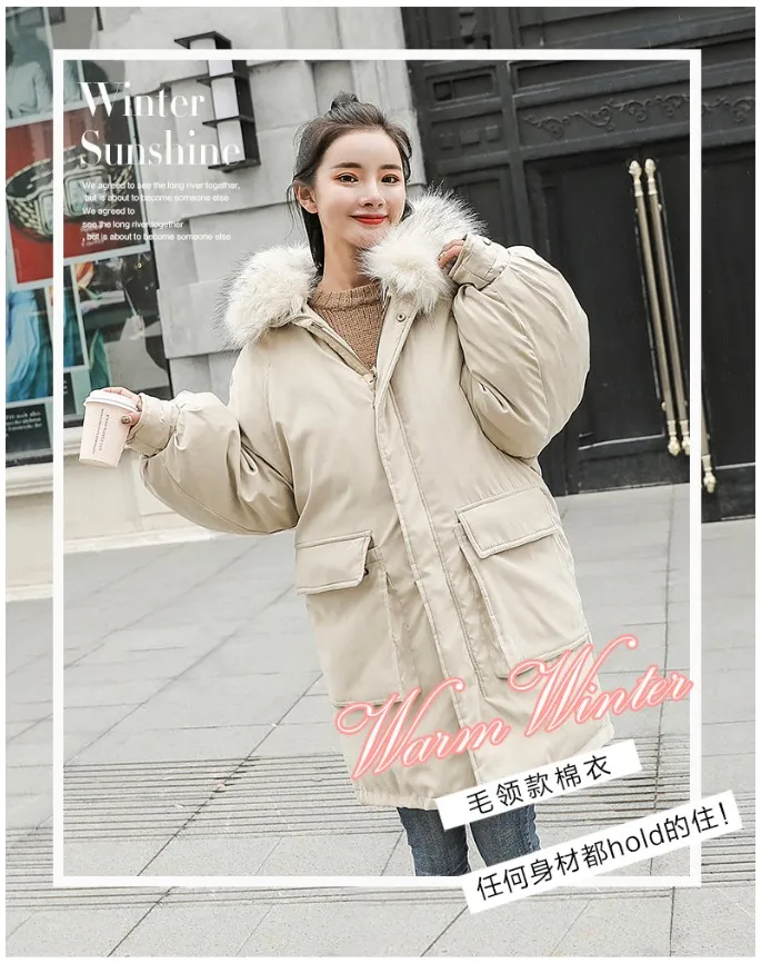 Fashion Thicken Women's Winter Long Coat With Fur Hooded Big Pockets Women Overcoat Oversize Warm Womens Parkas YT50147