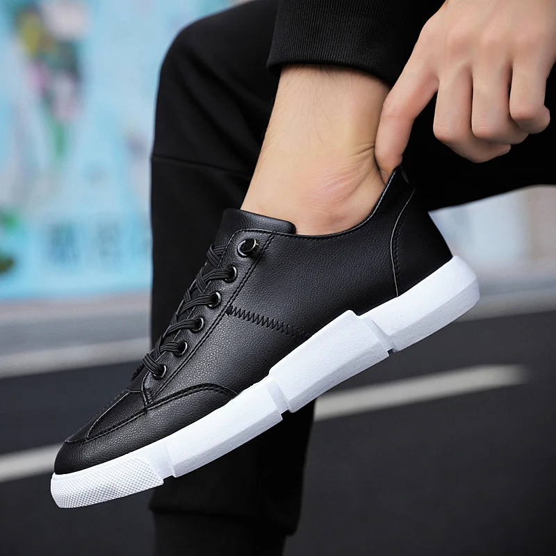 Chaussures Shoes Casual Plat vulcanize Hommes De slip Étudiants Dentelle Vulcaniser Léger Cuir En Sneakers up Non Vulcanize Shoes Mode Respirant Aptesol YfRqq