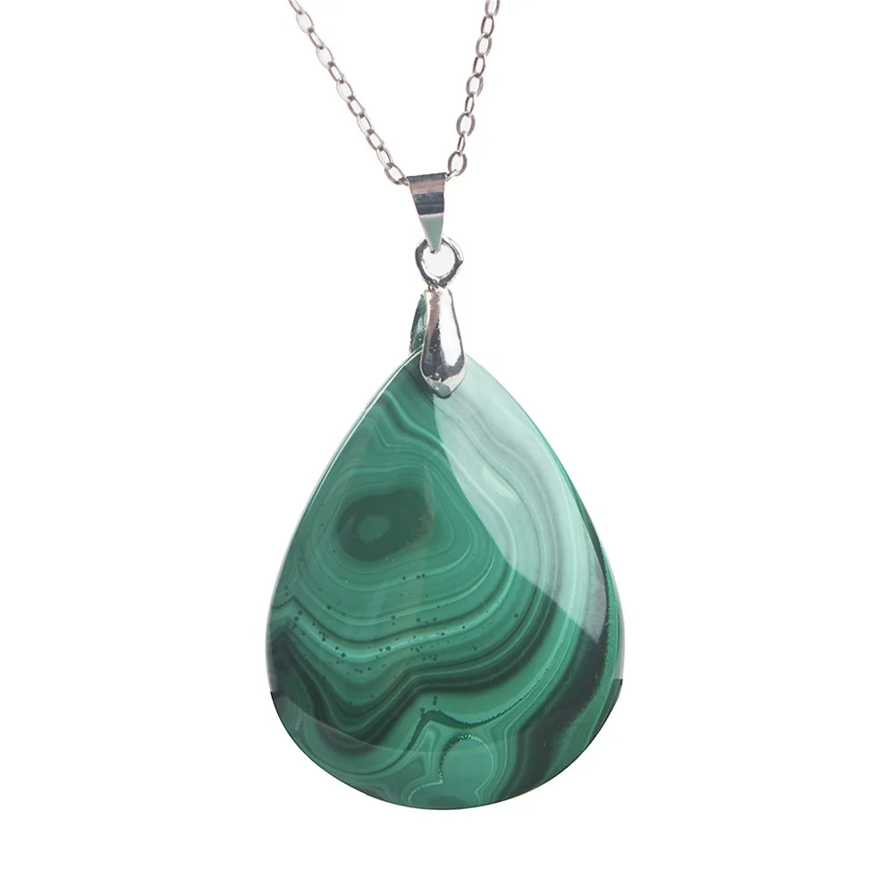 

Genuine Stone Natural Malachite Pendant Green Water Drop Pendants Necklace Gems Crystal Jewelry For Women