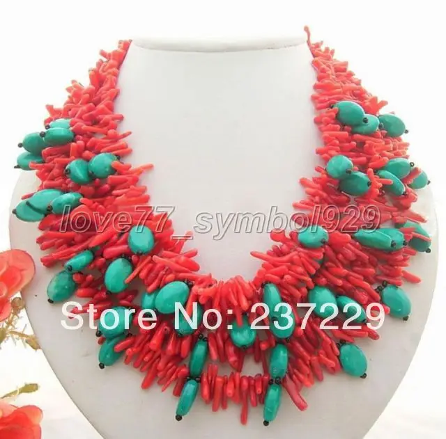 

DD Wholesale price FREE SHIPPING 4SRed Colral@ Turquoise @Onyx Necklace