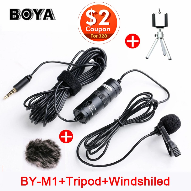 BOYA BY-M1 Lavalier Condenser Microphone for Canon Nikon DSLR Camcorders, Studio microphone for iPhone X 7 Plus Zoom H1N Handy