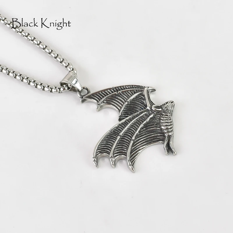 

2019 new Vintage silver stainless steel bat pendant necklace mens Gothetic animal bat punk necklace cool jewelry accessories