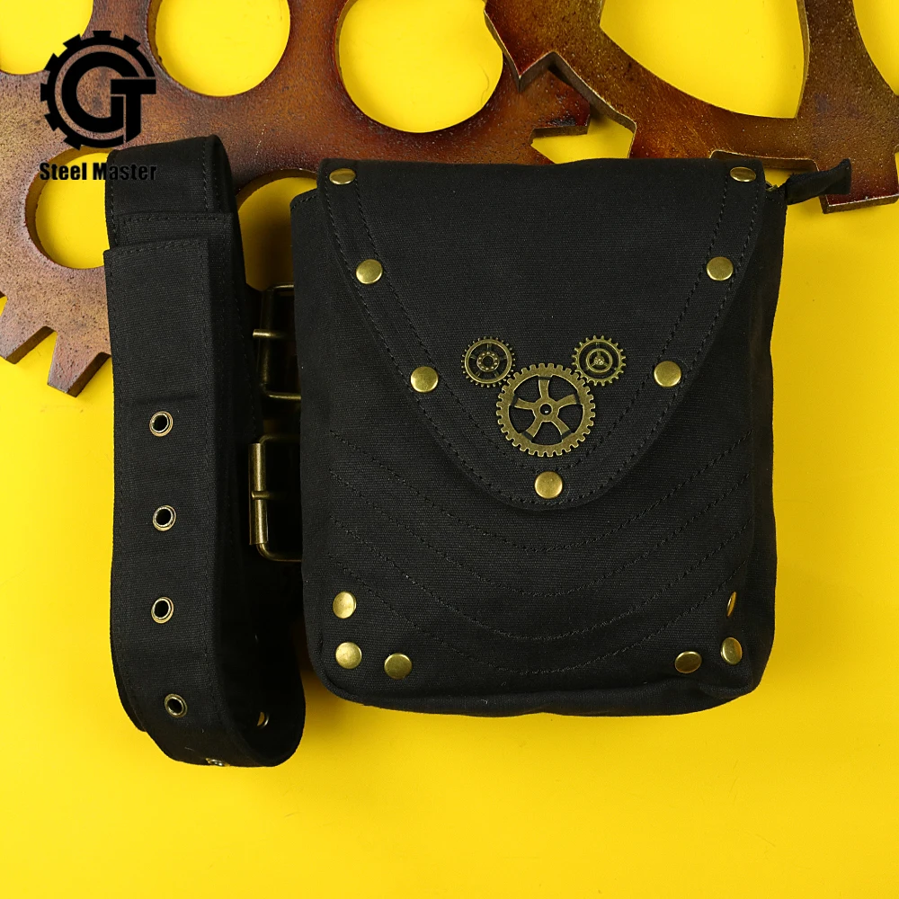 

2018 Steampunk Box Mini Bag Retro Dark Blue Gear Pockets Chain Rivet Party Zipper Flip Cover Small Square Bag