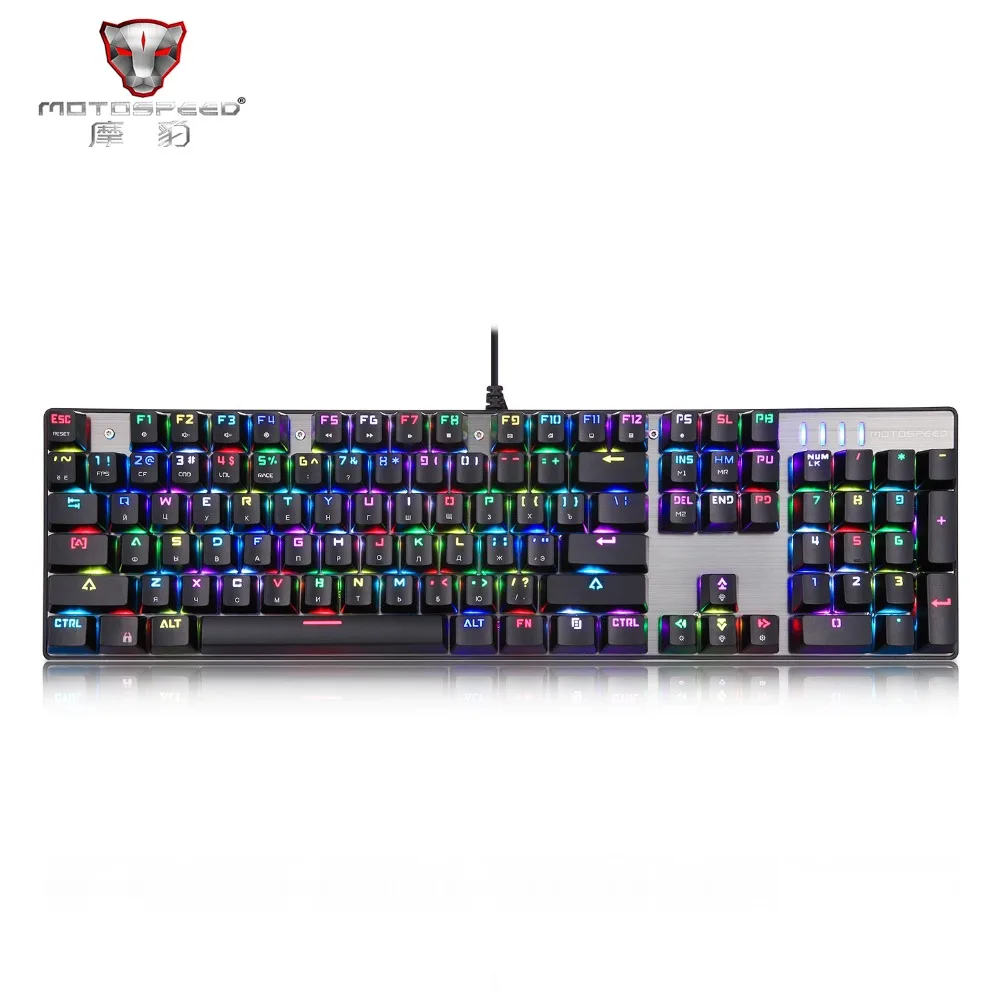 

Motospeed CK104 Wired Mechanical Keyboard 104 Keys RGB Blue Switch LED Backlit Anti-Ghosting Gaming Keyboard for Gamer Computer
