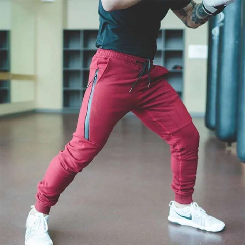 

2019 Gym Training Jogging Pants Mens Joggers Slim Fit Soccer Sweatpants Cotton Zipper Workout Running Tights Sport Trousers Men