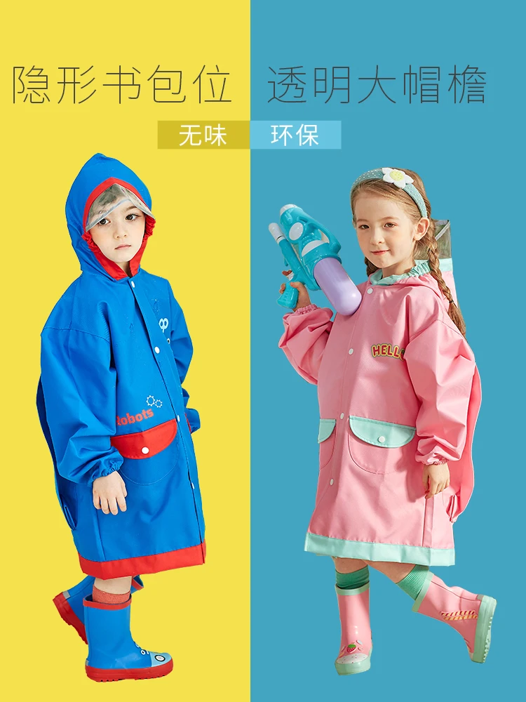 

Fashion Student Backpack Belt Raincoat Baby Children Cartoon Rainproof Rain Coat Girls and Boys Waterproof Poncho 3DYYy20