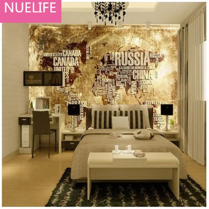 

0.53x10m 3D Retro Large Mural Map Pattern Nonwoven Wallpaper Living Room Bedroom TV Background Wallpaper N2