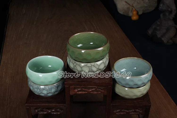 Низкая цена 6 шт. Китайский Longquan Celadon фарфоровые КИТАЙСКИЕ чашки и чайное блюдце чаша для чая 75 мл китайский заварочный чайник Celadon Crackle чайные чашки