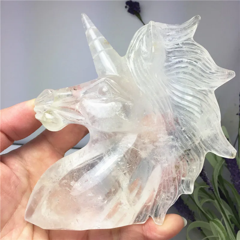 

Big Size Natural Clear Crystal Unicorn Hand Carved Gemstone Quartz Crystal Reiki Healing Chakra Stone Home Decoration
