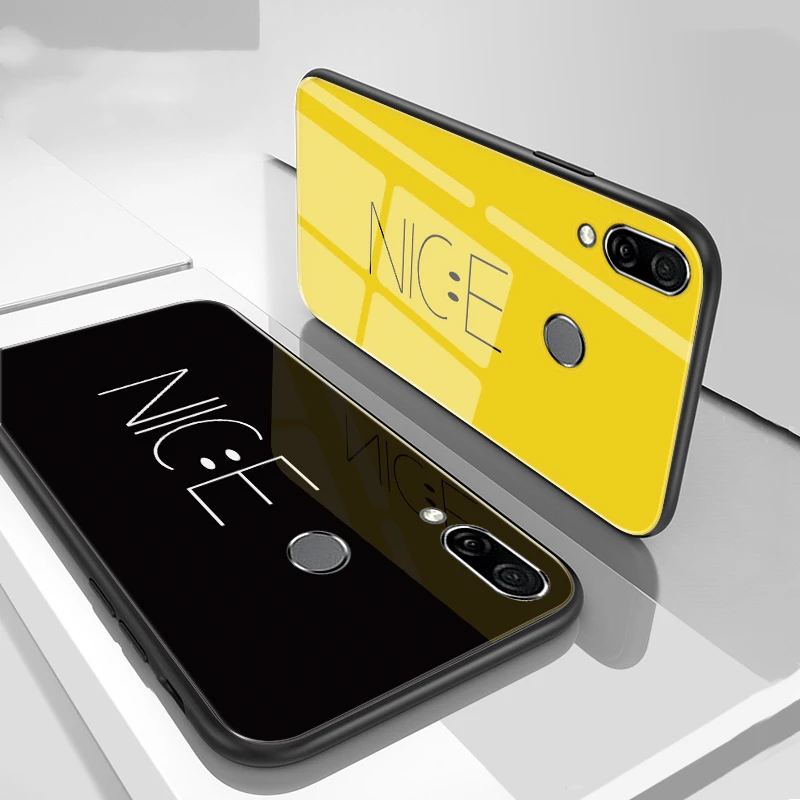 Case For Huawei P30 P20 Pro Mate Honor 8 8X Max 9 9X Note 10 20 20X Lite Nova 4 5 Mirror Surface Cute NICE Smile Painted |