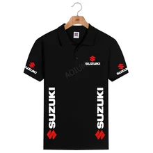 Летняя Высококачественная брендовая мужская рубашка поло Suzuki, топы с короткими рукавами, модные повседневные однотонные рубашки поло, мужские рубашки