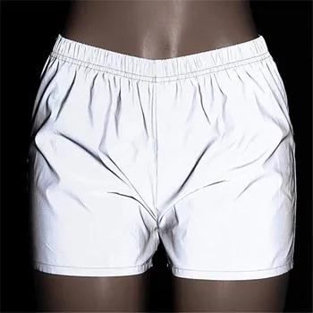 

Hot Women Luminous Shorts Reflective Plain Color Clubwear Party Dance Costume Wear Fashionable Elatic Midi Waist Bottoms Summer
