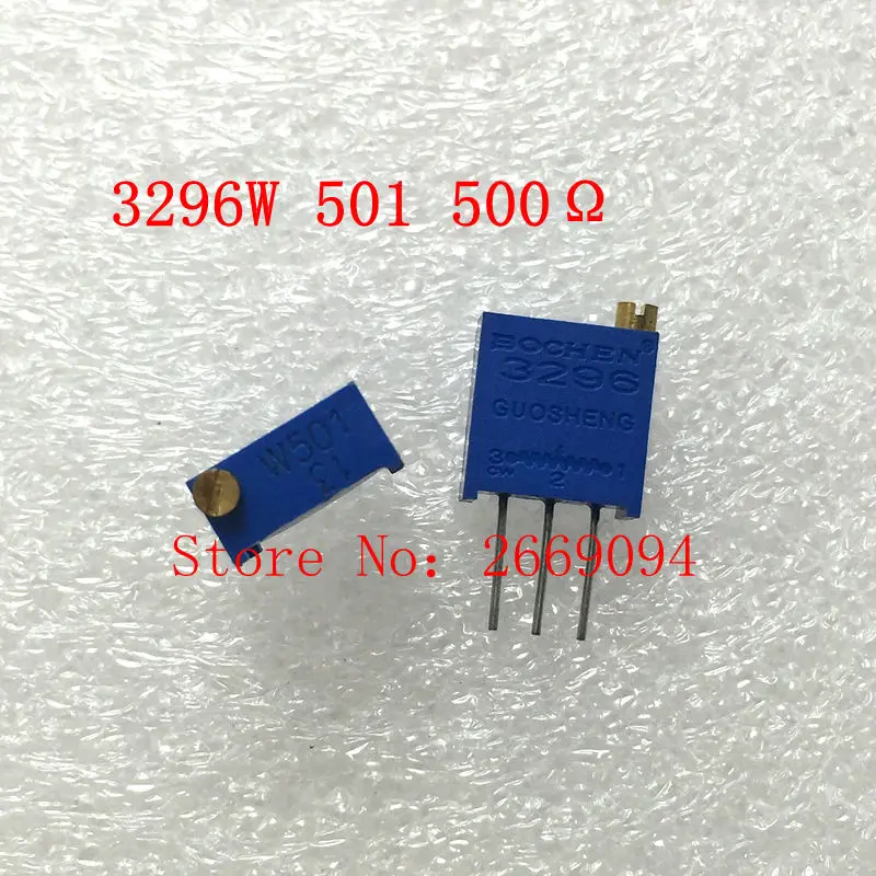 

100Pcs/lot 3296W-1-501LF 3296W 501 500 ohm Top regulation Multiturn Trimmer Potentiometer High Precision Variable Resistor