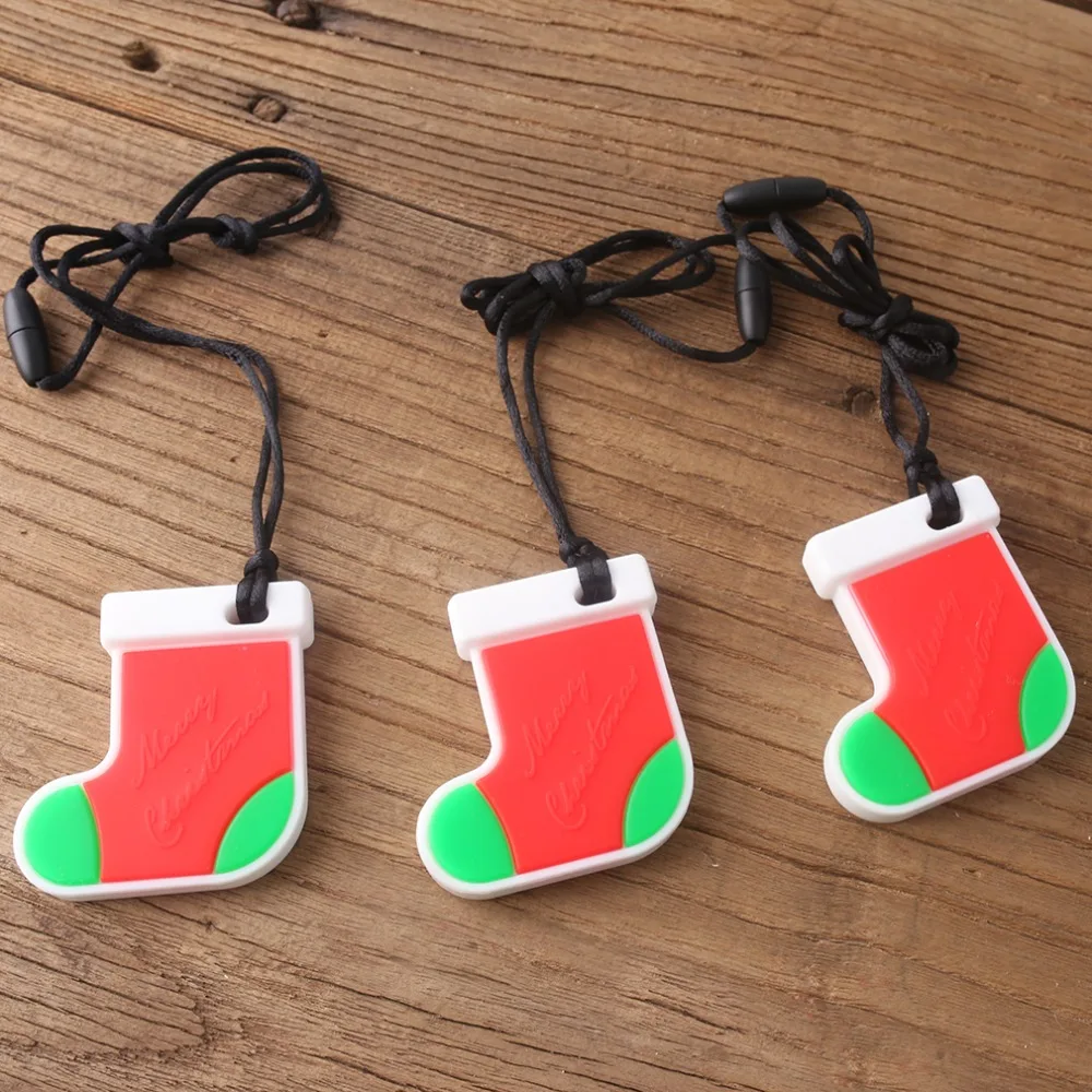 CHEWELRY 1 шт Силиконовые сапоги Прорезыватель Рождественский носок кулон звезда рождественские подарки для Безопасные игрушки ребенка при