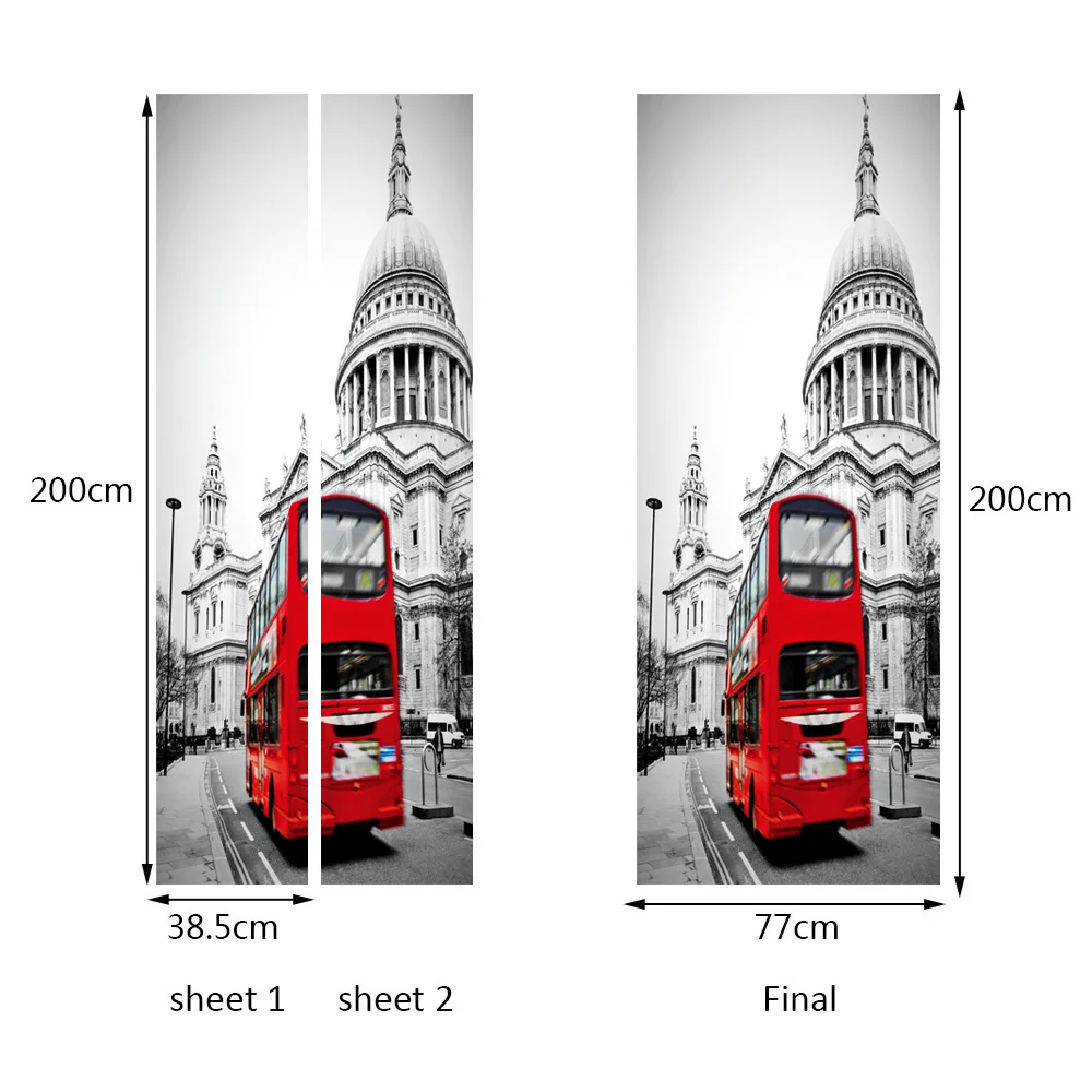 Наволочки с принтом Лондона и Биг-Бена красный двухэтажный автобус дверь стикер архитектурная дверь стикер s гостиная спальня виниловая настенная живопись настенные наклейки