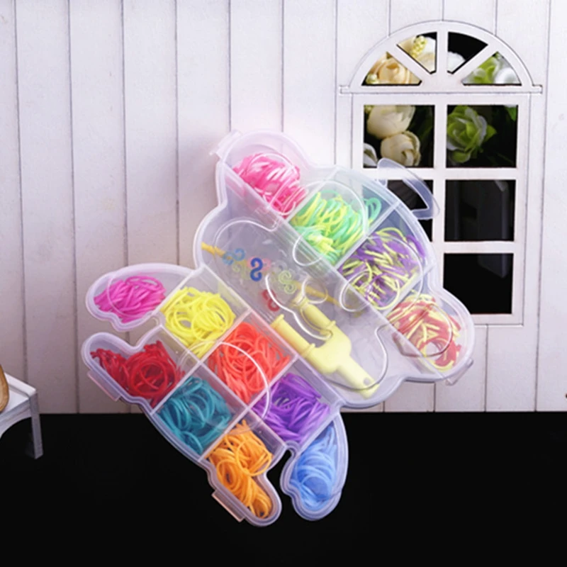 Animal Bear Boxed Rubber Loom Bands Barcelets Set Kids Girls Diy Gift
