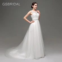GSBRIDAL Lace Appliques Beading Belt Tulle Bridal Wedding Gown