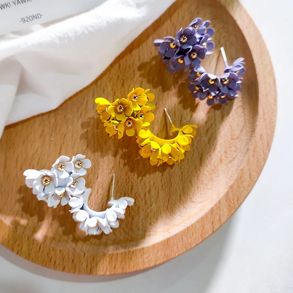 Преобладают новые модные милые маленькие маргаритки металлические элегантные многослойные Цветочные женские серьги-капли