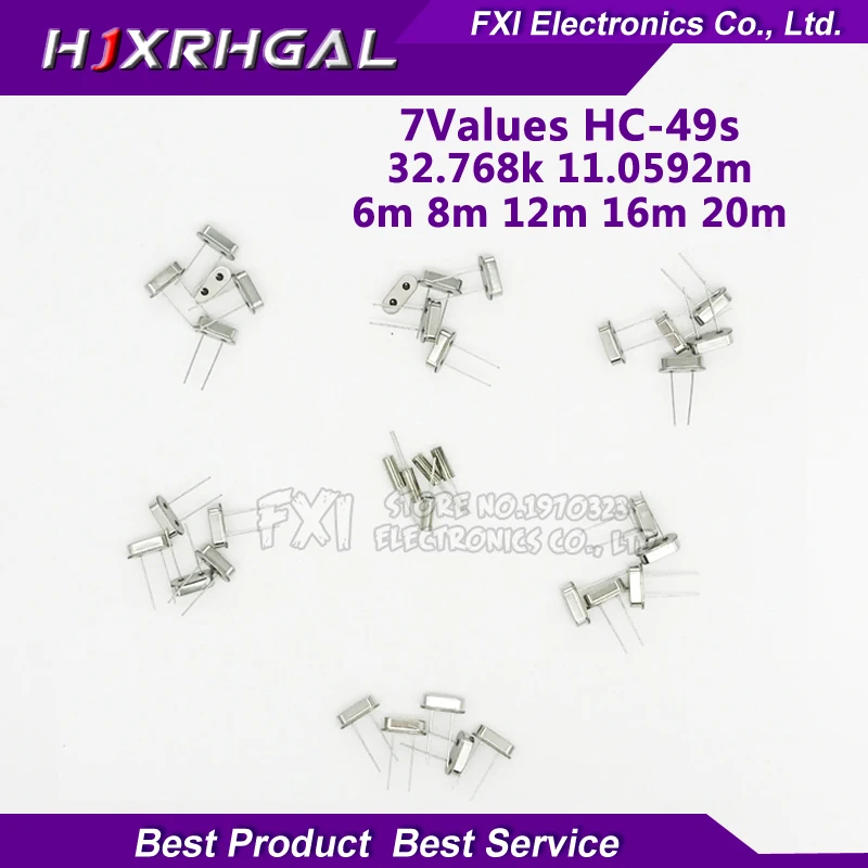 

35pcs 32.768Khz 6Mhz 8Mhz 11.0592Mhz 12Mhz 16Mhz 20Mhz Crystal Oscillator kit HC-49S kit Assortment 5PCS new and