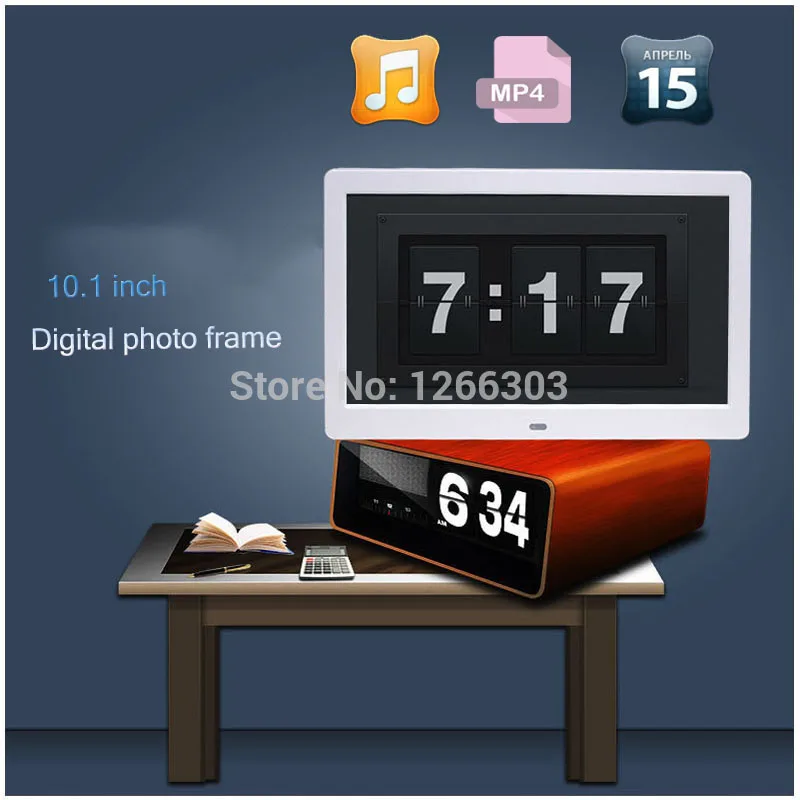 Hot sale New 10.1 inch Ultrathin HD LED-LCD Digital Photo Frame Alarm Clock MP3 MP4 Movie Player with Remote Desktop professional 10 tft lcd digital photo movies frame mp4 player alarm clock remote