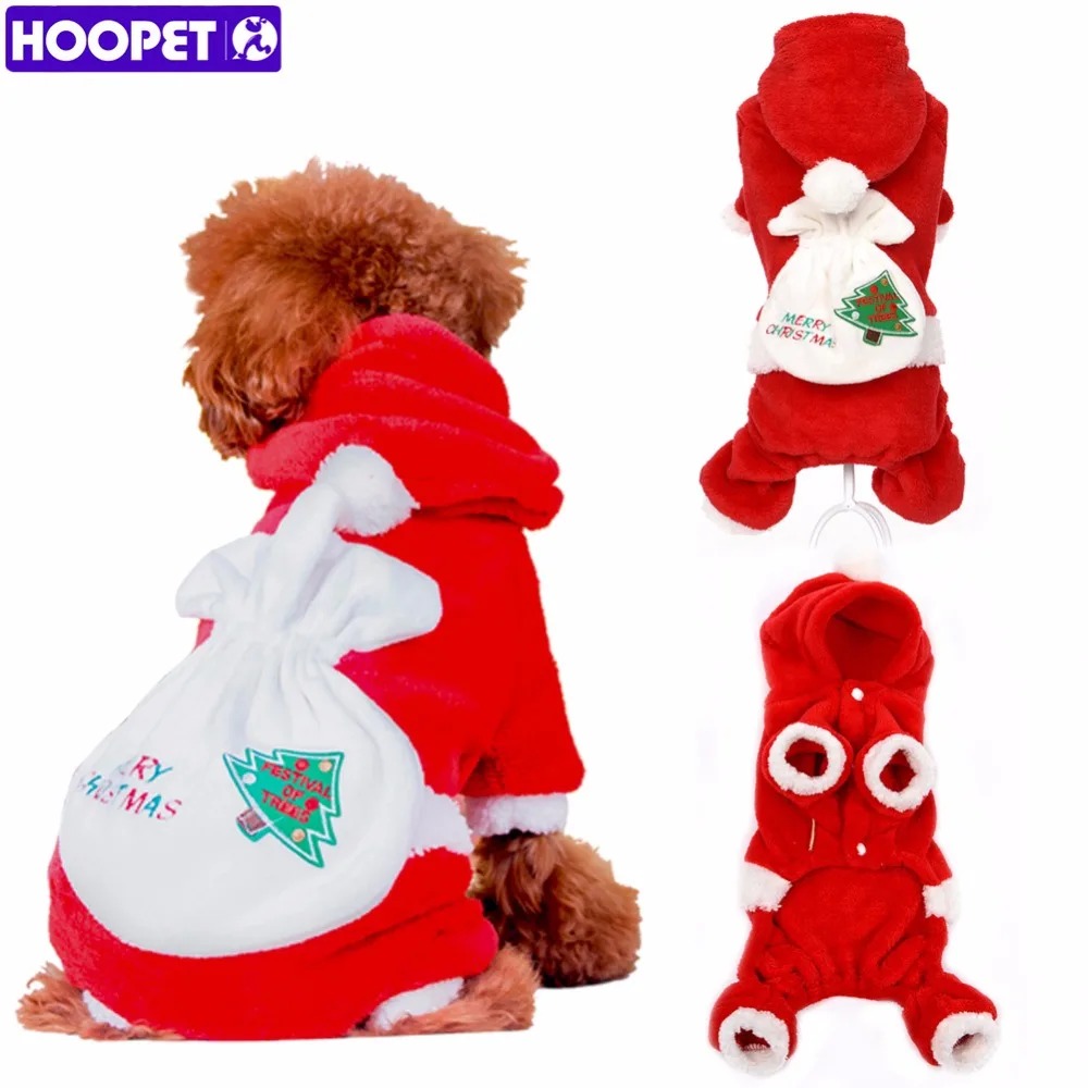 HOOPET Pet Dog Clothes Christmas Suits Soft Santa Claus Costume Outwear