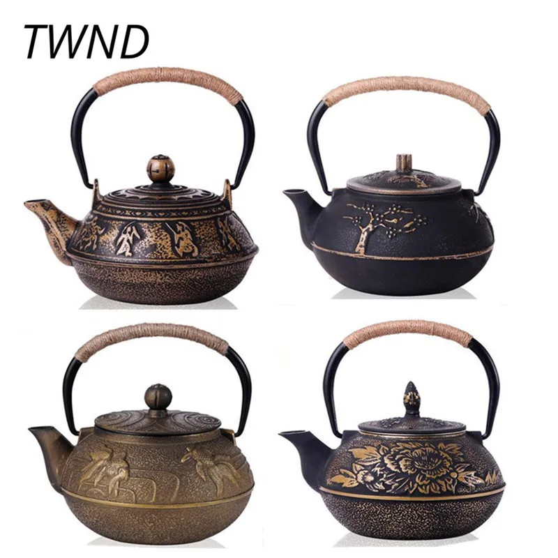 

Japanese cast iron tea pot kung fu kettle with filter retro drinkware 8 styles 34.5