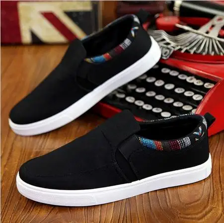 

2016 fashion slip on cheap fabric men's loafers blue color washed leisure canvas shoes for man
