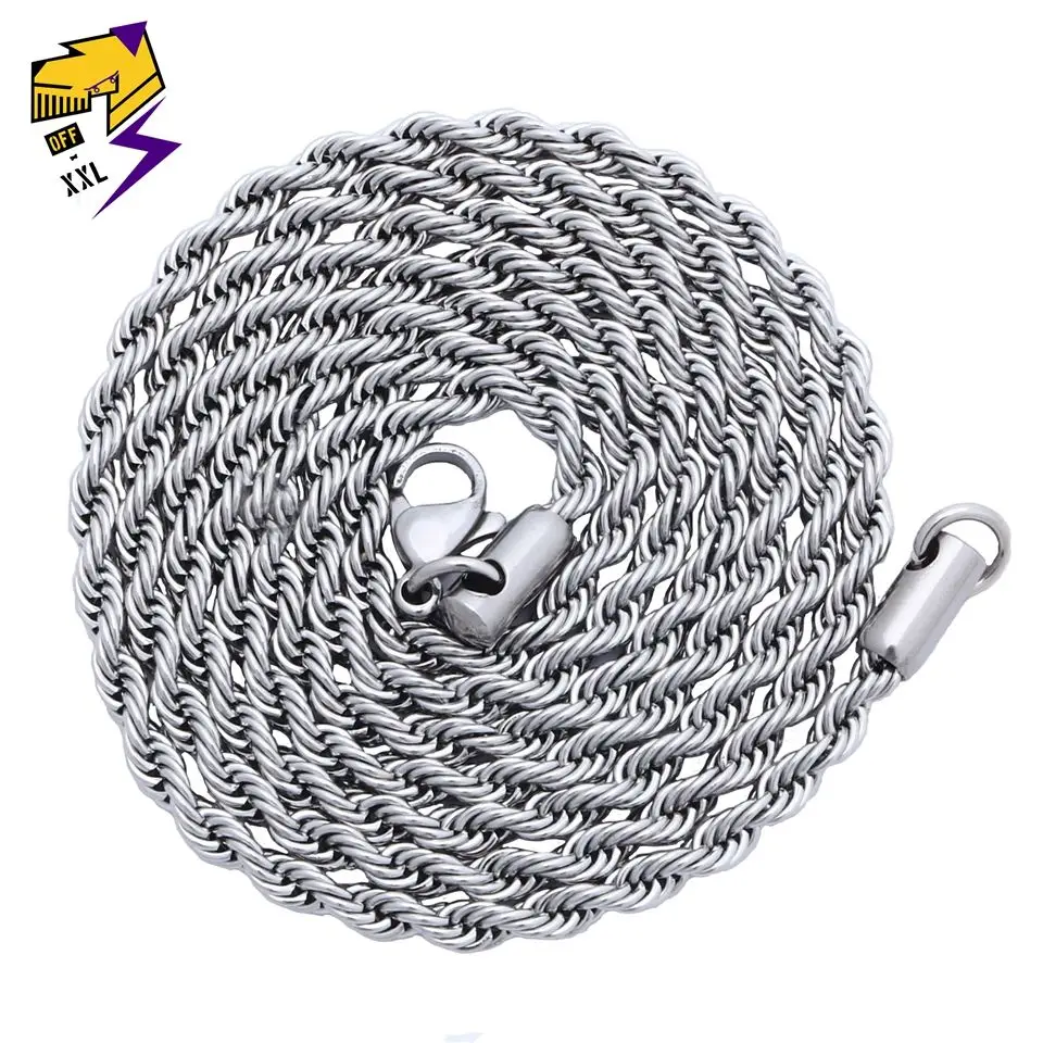 

Trend Twisted Long Chains Necklaces Male Female Silver Color Stainless Steel Chain Necklace Charm Pendant Accessories Jewelry