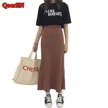 QoerliN шифоновая юбка макси Женская боковая с разрезом и высокой талией однотонная прямая летняя пляжная юбка черная длинная повседневная юбка женская