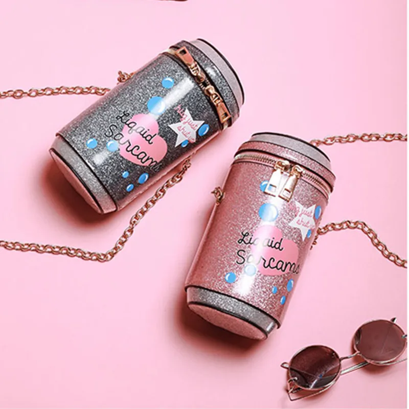 2018 new fashion cute printing cylinder bag shoulder chain bag Messenger bag