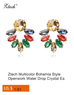 Ztech New Hot Light Blue& Pink Resin with big Crystal Flower Earrings for Women Luxury Starburst Pendant Gem Statement Earrings